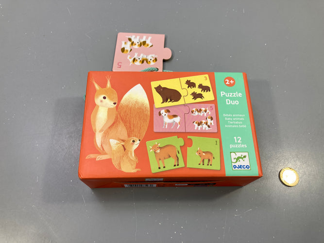Puzzle Duo bébés animaux, 12 puzzles, dès 2 ans, moins cher chez Petit Kiwi