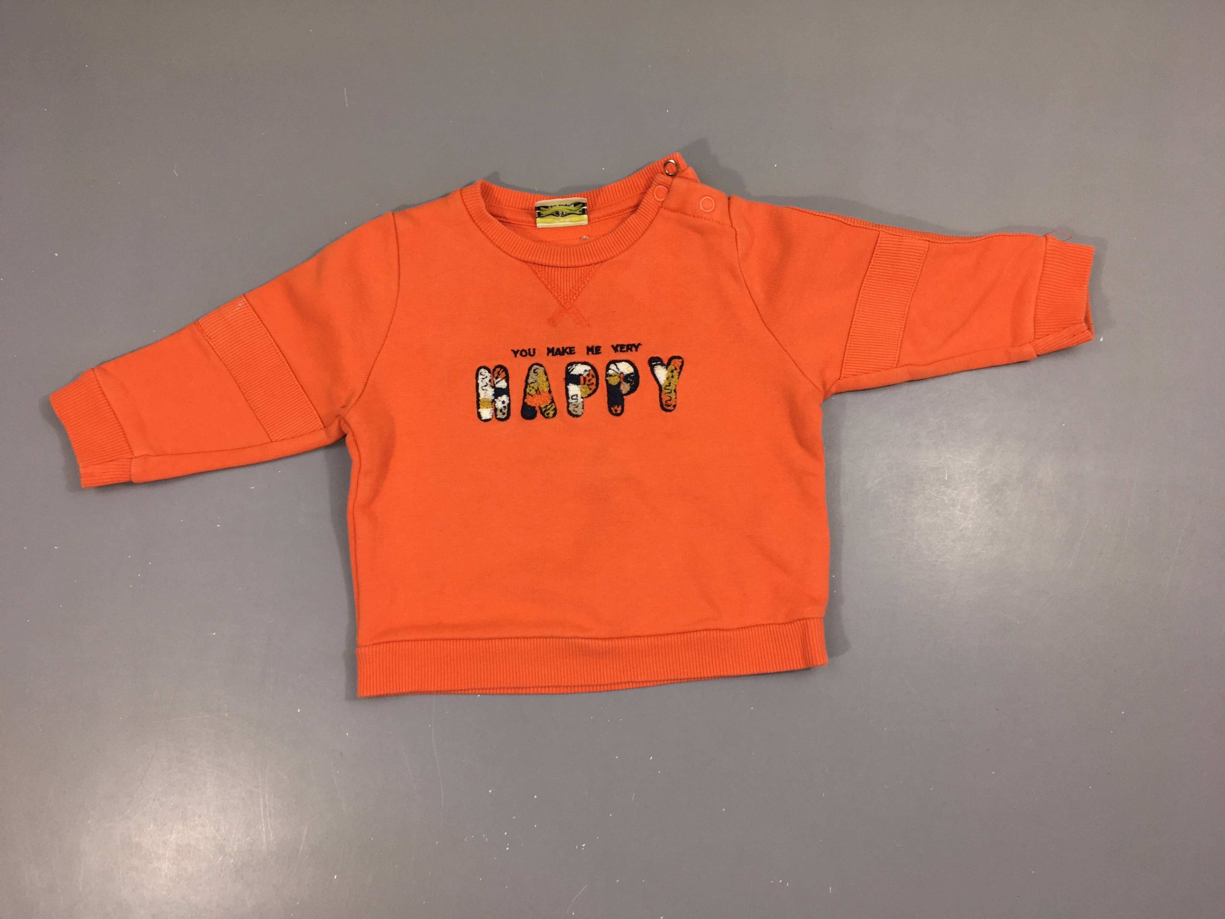 Sweat orange Happy texturé