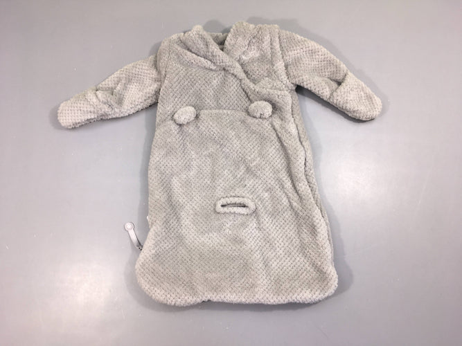 Sac de couchage velours gris manches amovible 60 cm, moins cher chez Petit Kiwi