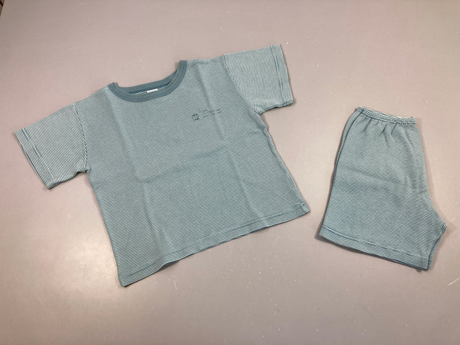 Pyjashort 2pcs jersey rayé bleu, moins cher chez Petit Kiwi