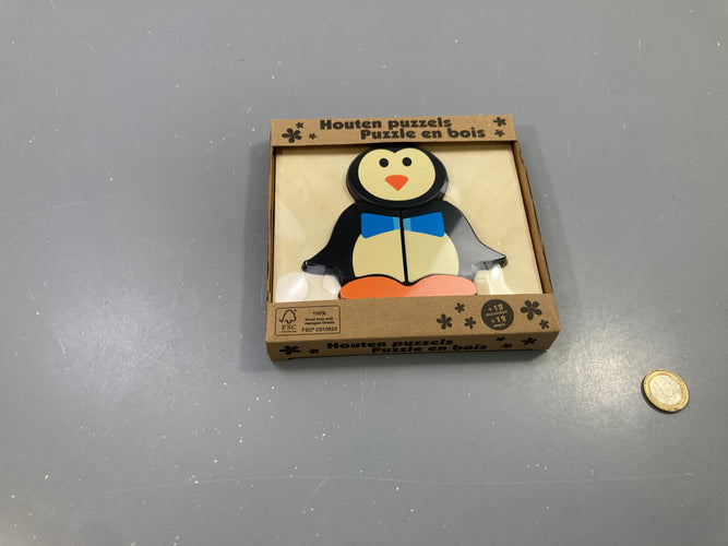NEUF Puzzle en bois pingouin, dès 12 mois, moins cher chez Petit Kiwi