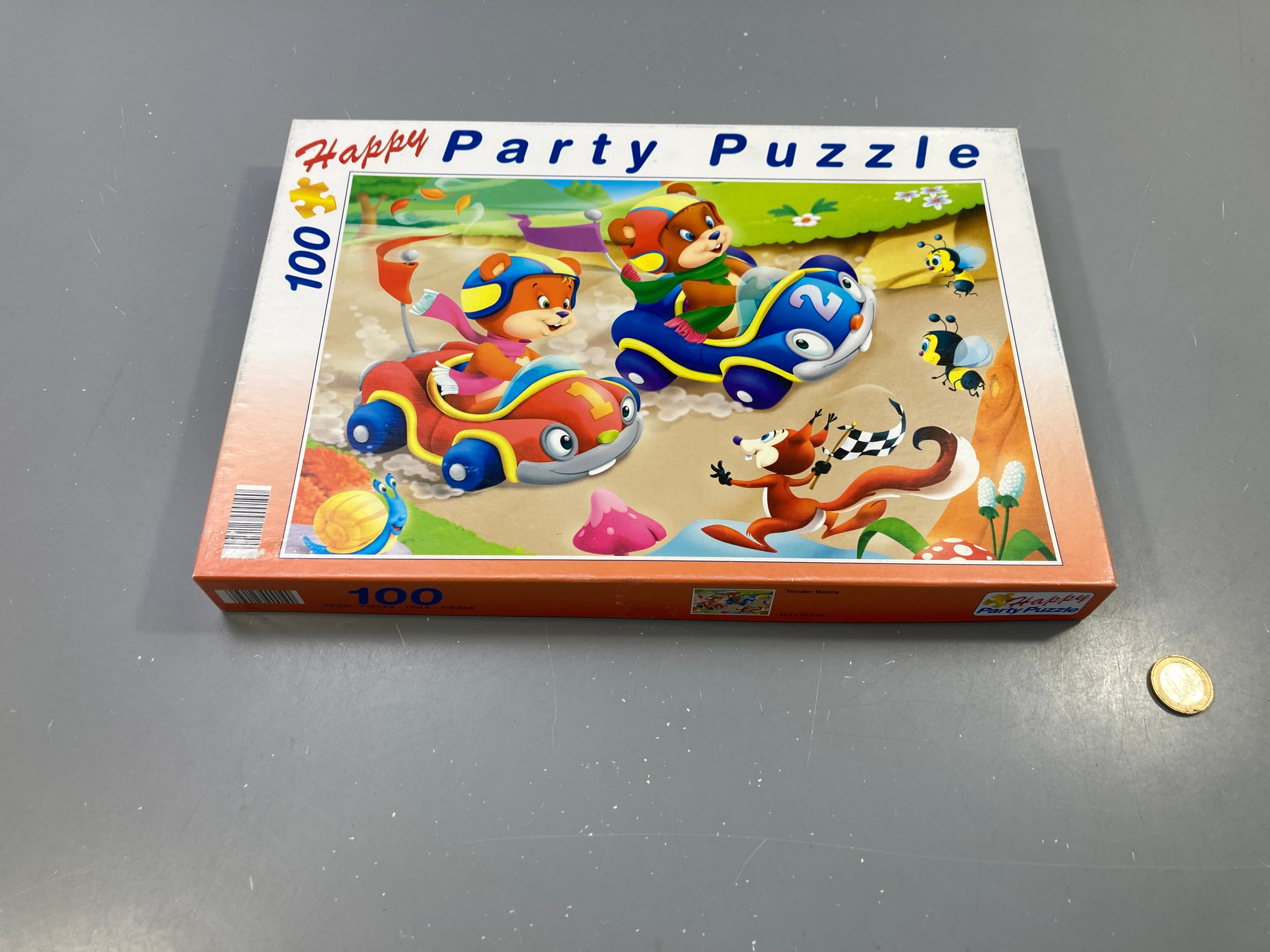 Puzzle 100 pcs Tender Bears course de voitures, Happy Party Puzzle - complet