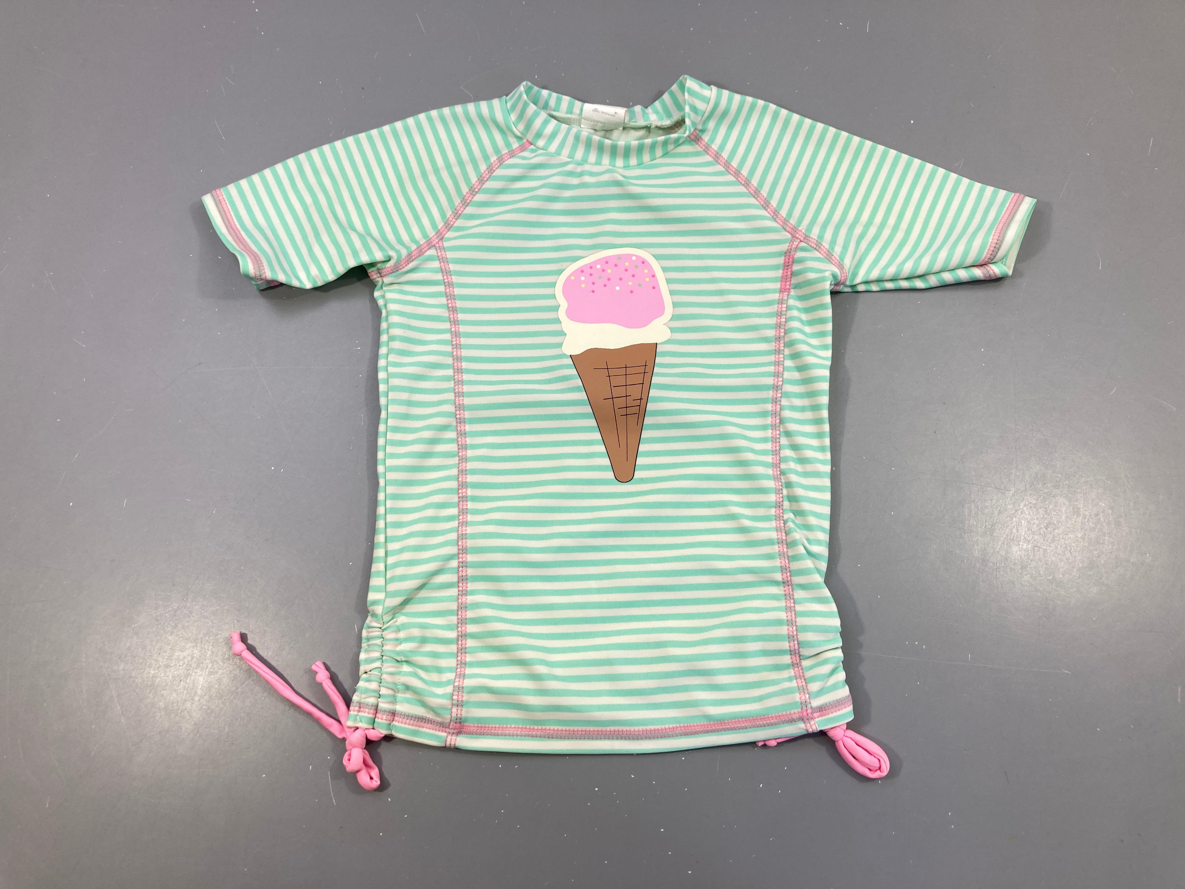 T-shirt m.c anti-Uv rayé blanc/vert glace, Veritas