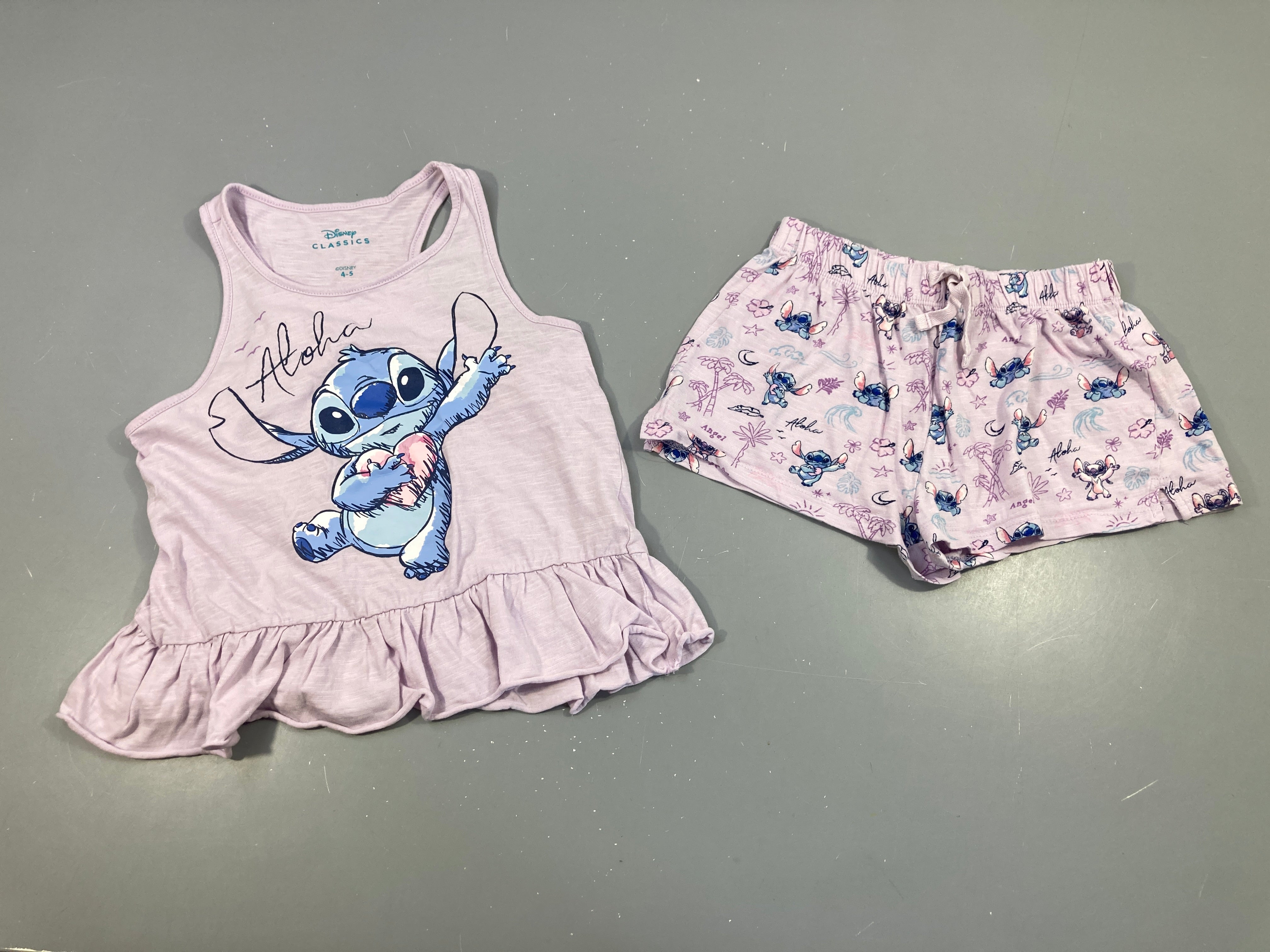Pyjashort 2pcs jersey parme flammé Stitch