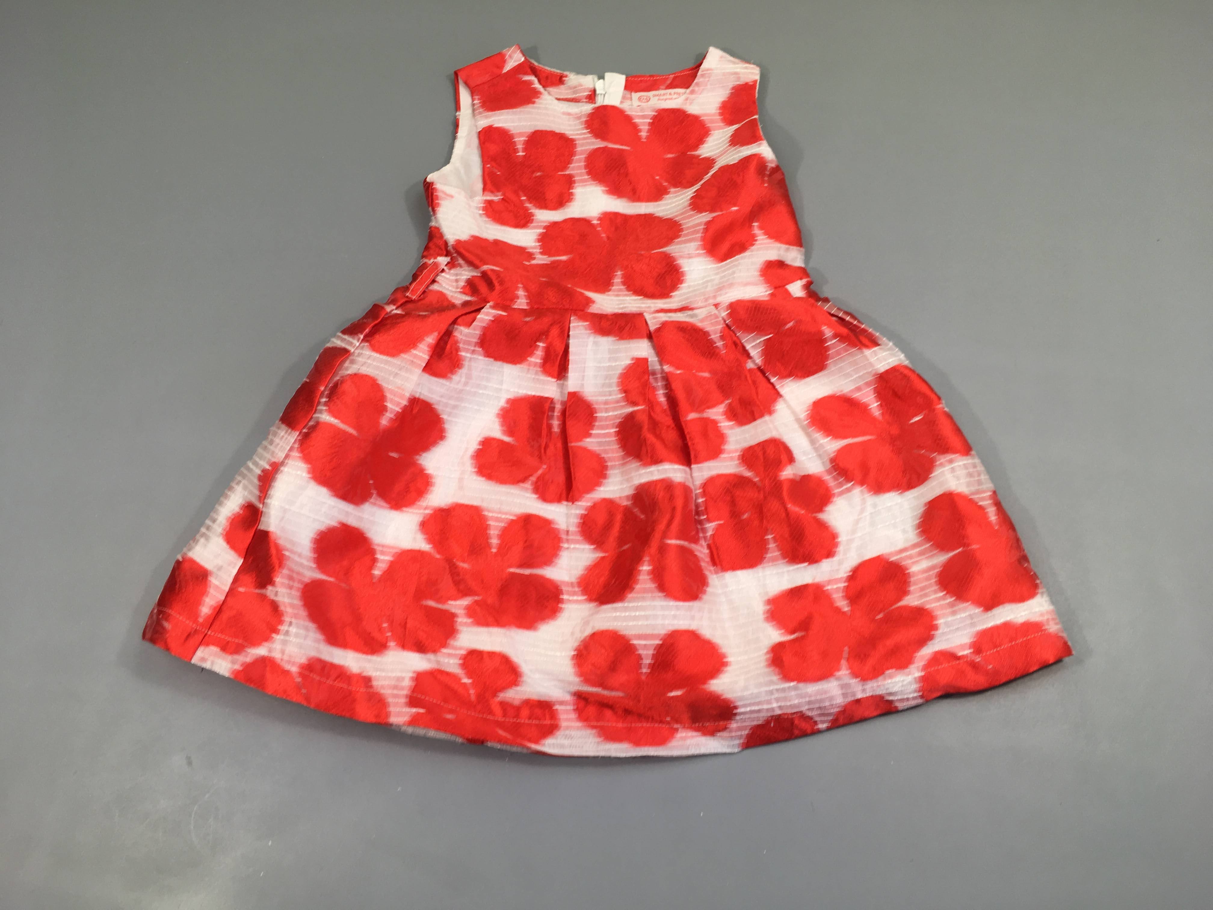Robe s.m satinée blanche trèfles rouges