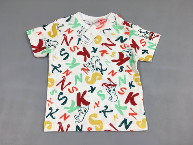 NEUF t-shirt m.c blanc NKS paresseux, moins cher chez Petit Kiwi