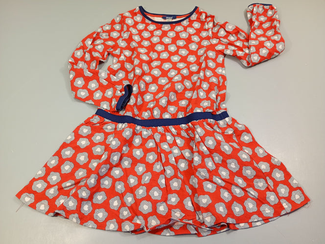 Robe m.l  rouge, fleurs bleu marine blanc, moins cher chez Petit Kiwi