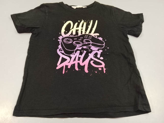 T-shirt m.c noir, manette de console "Chill days", moins cher chez Petit Kiwi