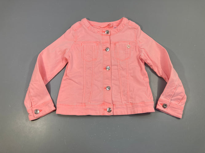 Veste denim saumon néon, moins cher chez Petit Kiwi