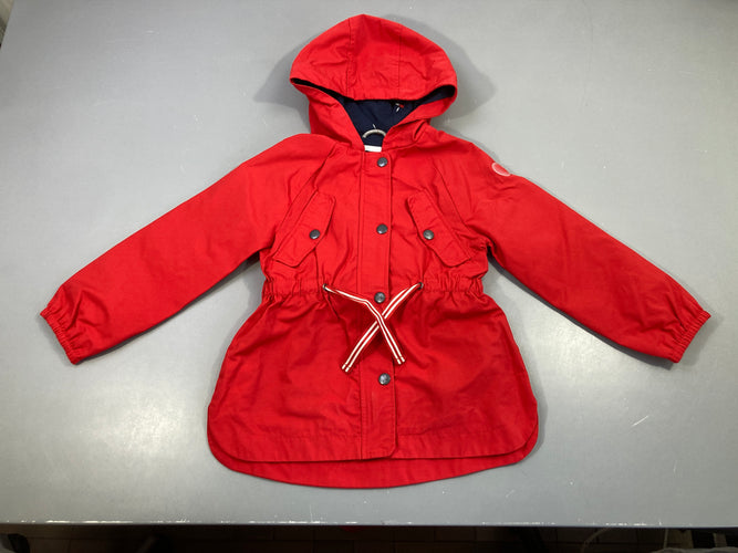 Veste coupe-vent déperlant rouge à capuche doublé jersey, moins cher chez Petit Kiwi