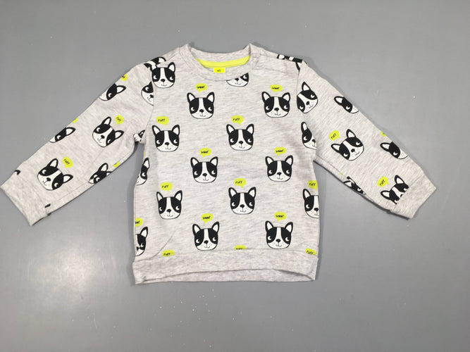 Sweat gris flammé chiens, moins cher chez Petit Kiwi