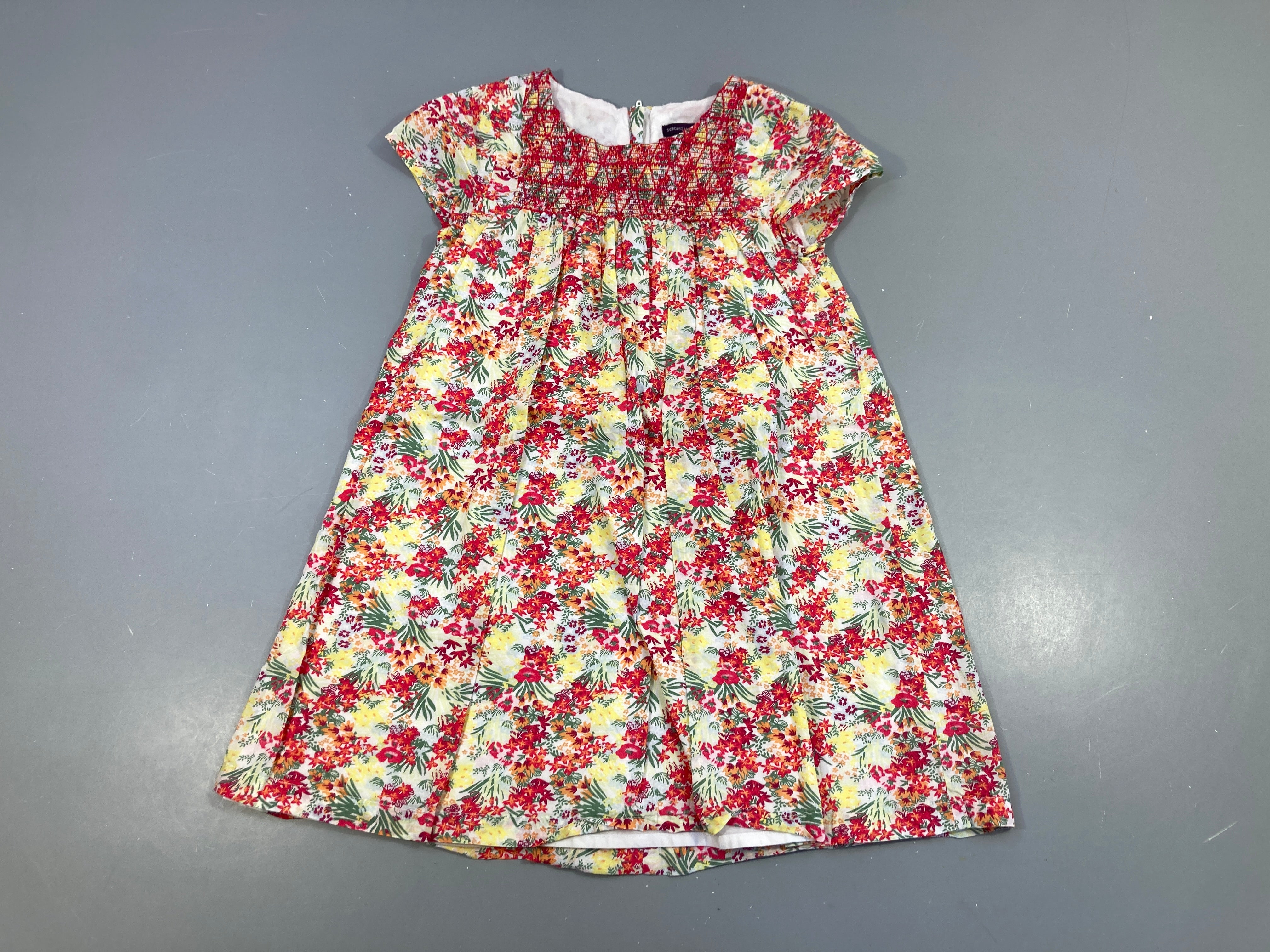 Robe m.c blanc fleurs rose/jaune