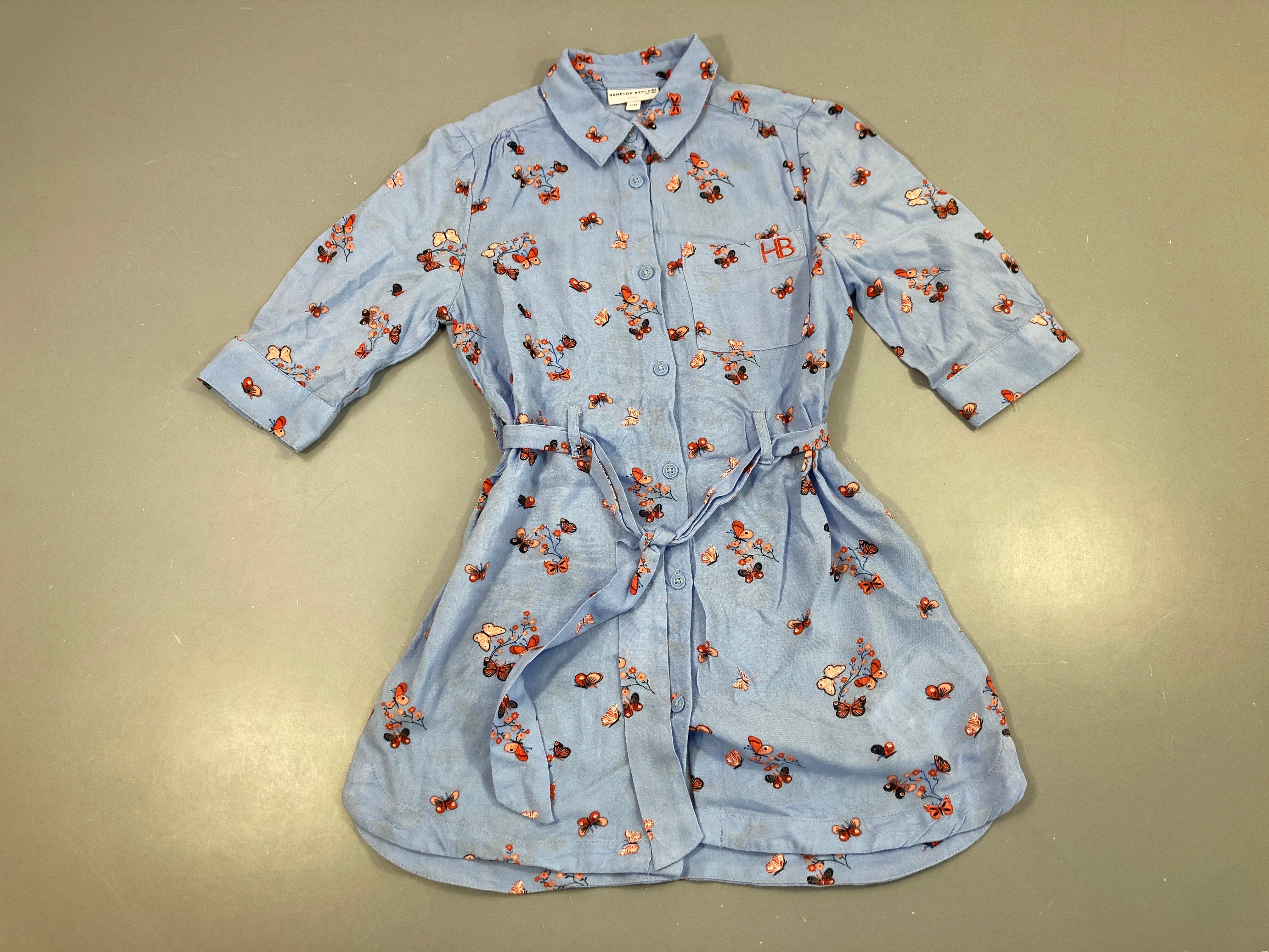Robe m.l flluide bleu papillons