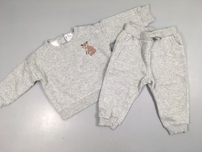 Sweat gris chiné renard + Pantalon training, moins cher chez Petit Kiwi