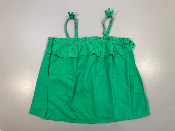 Blouse fines bretelles verte volants broderies, moins cher chez Petit Kiwi