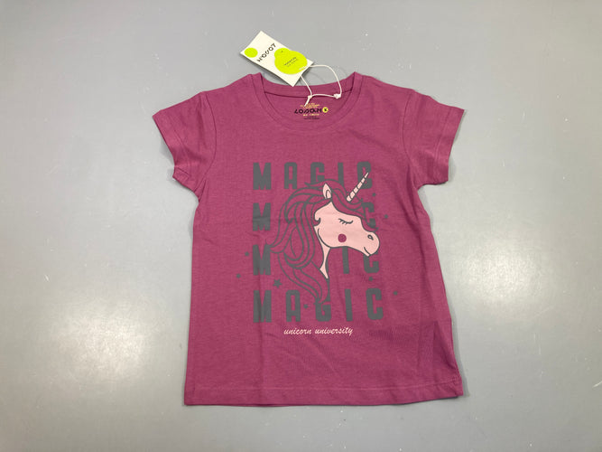 NEUF T-shirt m.c mauve licorne (prix neuf 9,99€), moins cher chez Petit Kiwi