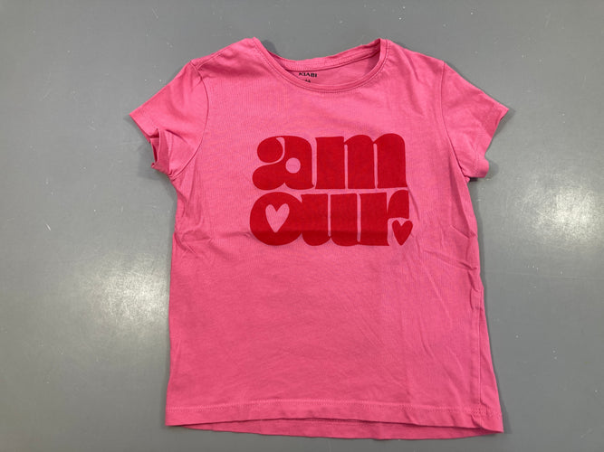 T-shirt m.c rose amour, moins cher chez Petit Kiwi