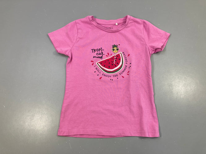 T-shirt m.c rose pastèque, moins cher chez Petit Kiwi