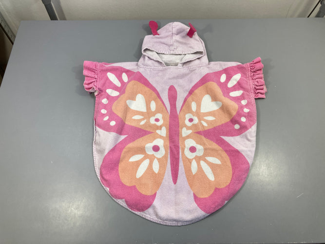 Cape de bain rose papillons, moins cher chez Petit Kiwi