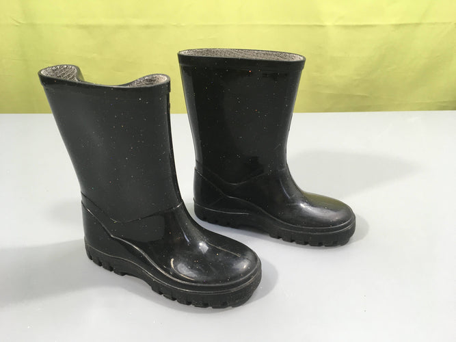 Bottes de pluies noires pailletées, moins cher chez Petit Kiwi