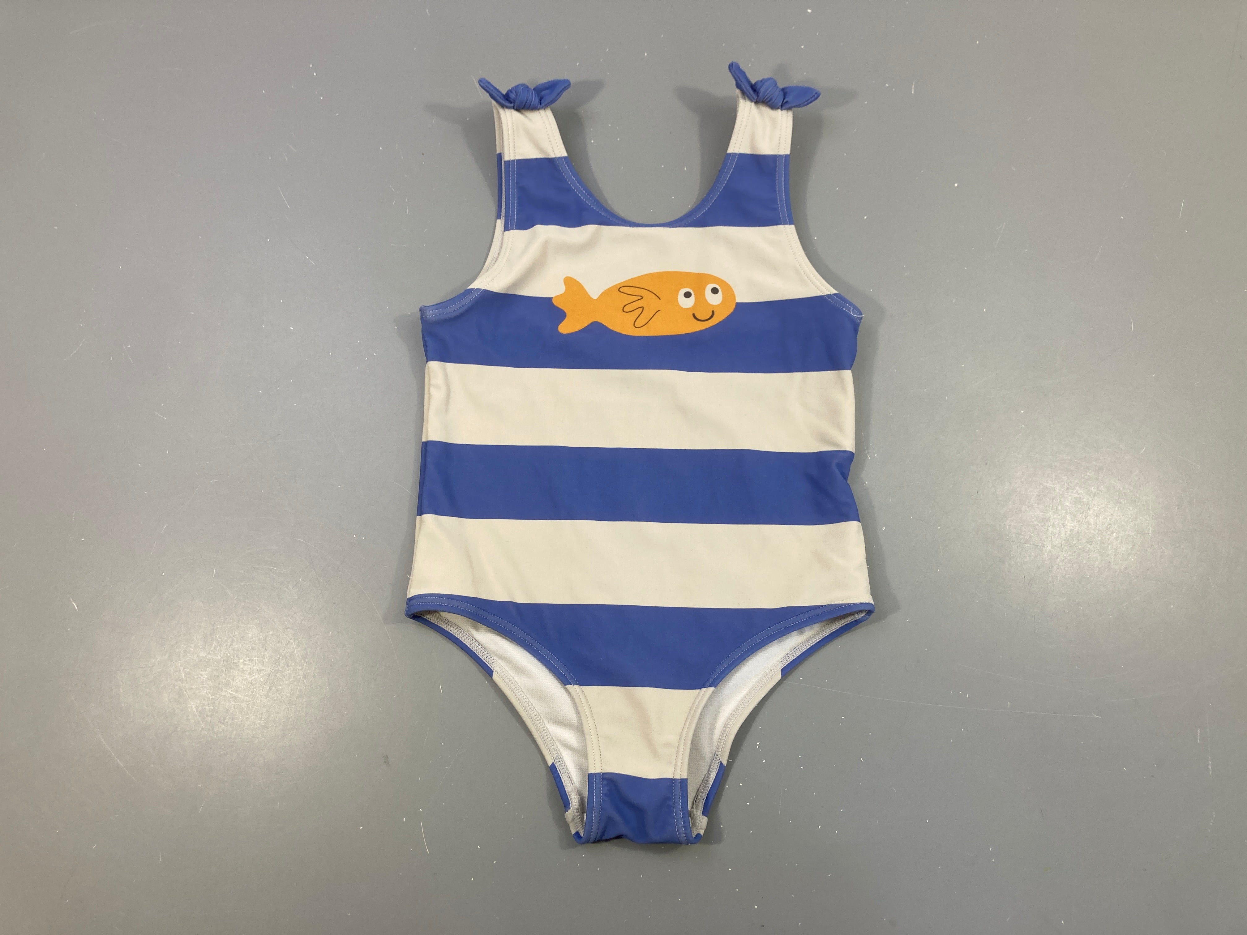 Maillot rayé bleu/blanc poisson
