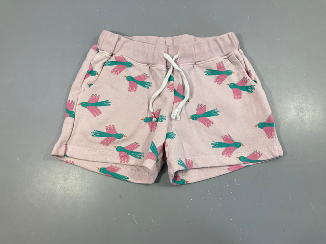 Short molleton rose/mauve oiseaux, moins cher chez Petit Kiwi