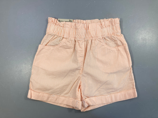 NEUF Short blanc ligné saumon revers taille élastiquée (prix neuf 18,99€), moins cher chez Petit Kiwi