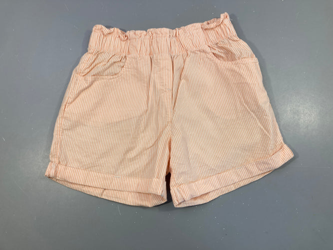 Short blanc ligné saumon revers taille élastiquée, moins cher chez Petit Kiwi