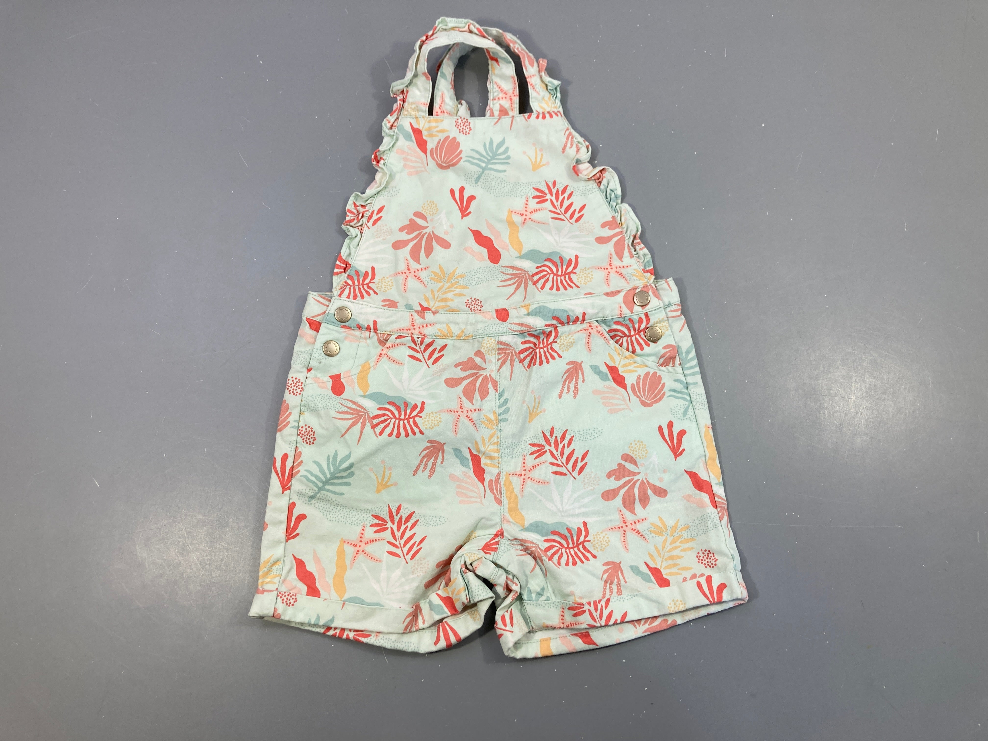 Salopette short bleu clair motifs mer