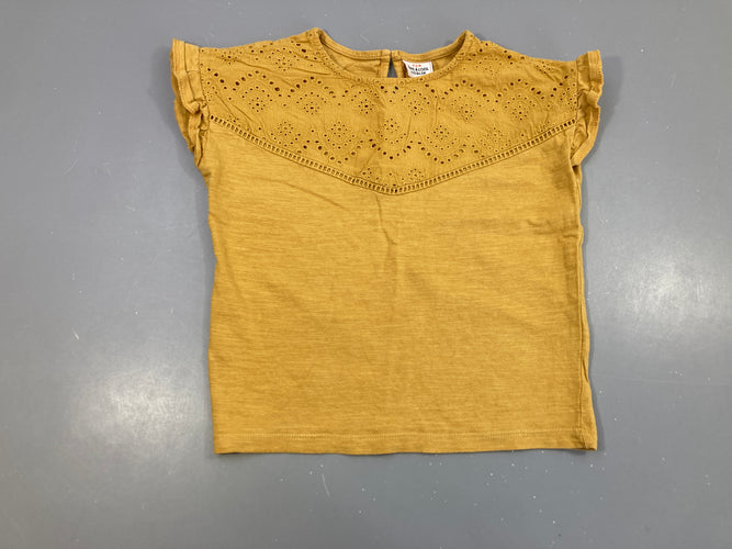 T-shirt m.c jaune moutarde avant ajouré, moins cher chez Petit Kiwi