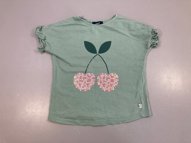 T-shirt m.c vert cerises sequins, moins cher chez Petit Kiwi