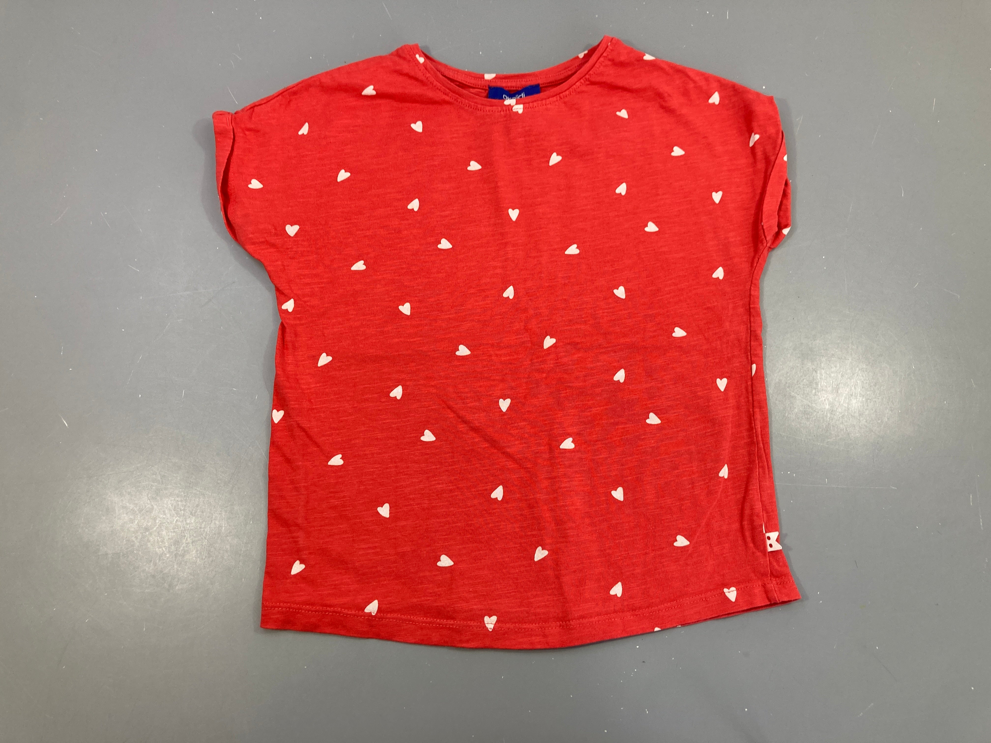 T-shirt m.c rouge flammé coeurs