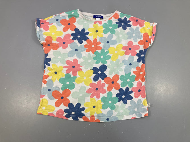 T-shirt m.c blanc fleuri multicolore, moins cher chez Petit Kiwi