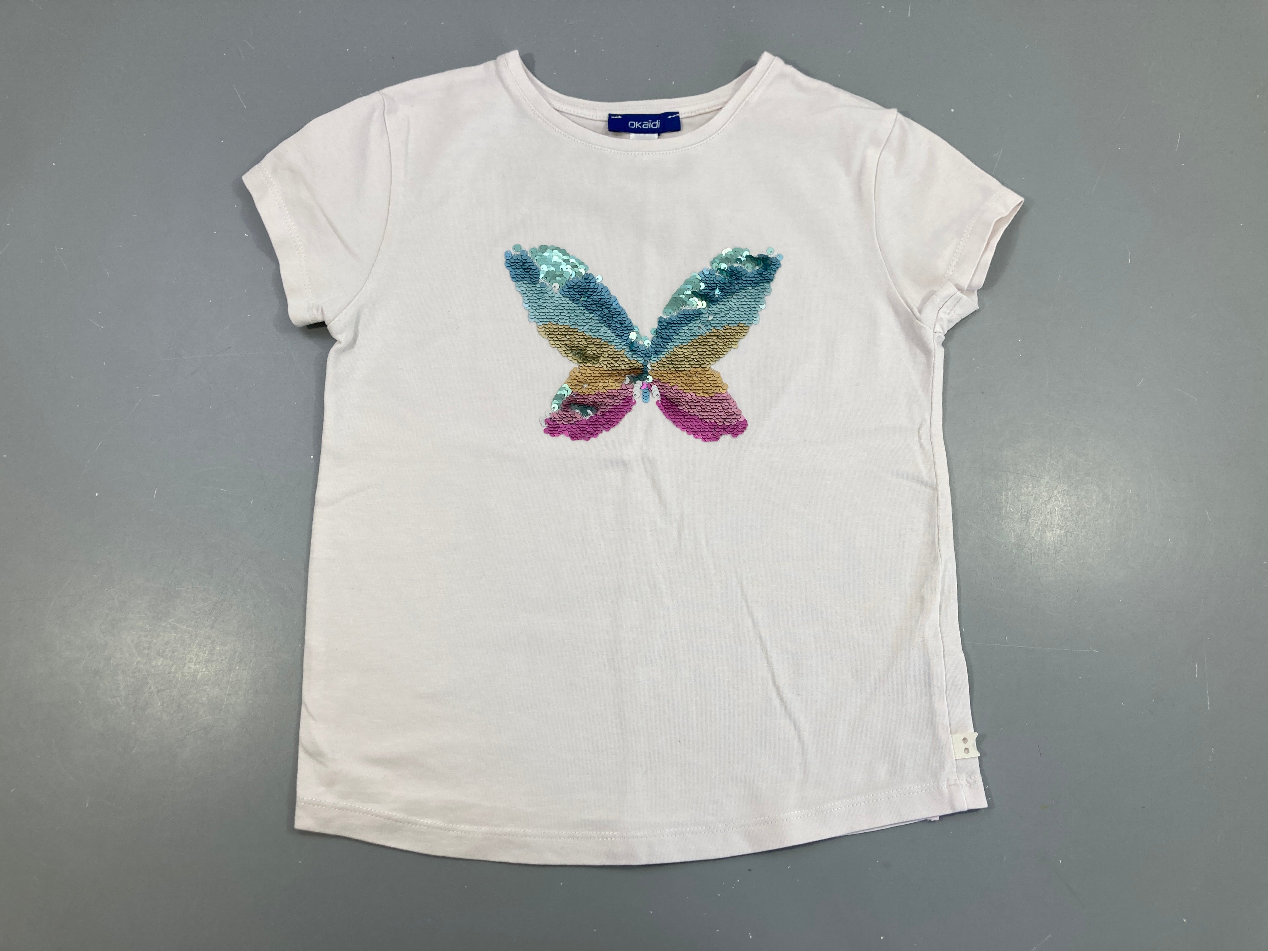 T-shirt m.c blanc papillons sequins