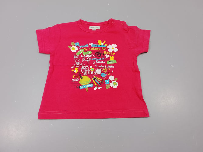 T-shirt m.c rose, différents motifs (lapins, fleurs écritures...), moins cher chez Petit Kiwi