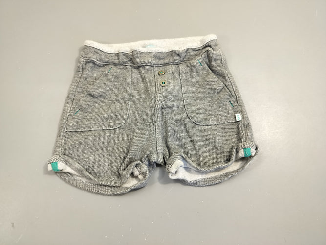 Short à revers gris, blanc chiné 100% coton, moins cher chez Petit Kiwi
