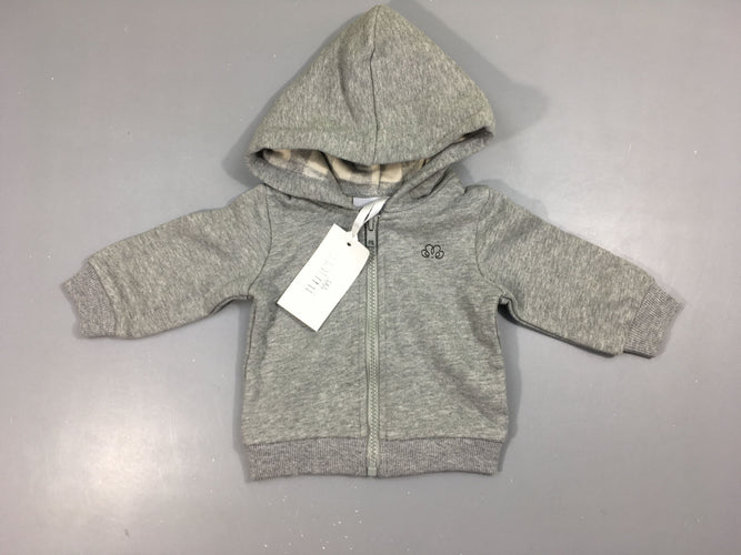 Neuf- Sweat zippé à capuche gris chiné Natini, moins cher chez Petit Kiwi