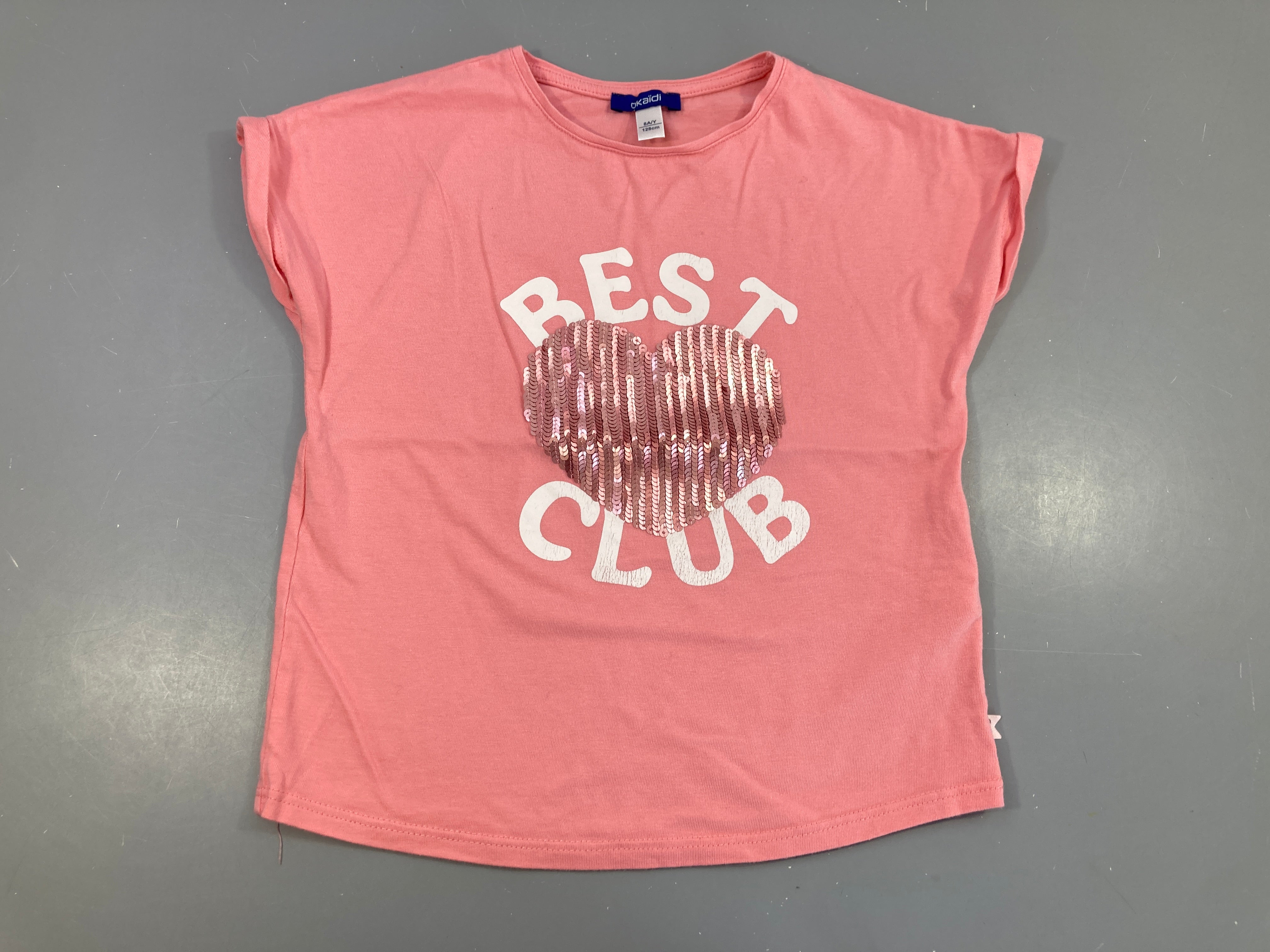 T-shirt m.c rose coeur sequins best club