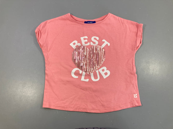 T-shirt m.c rose coeur sequins best club, moins cher chez Petit Kiwi