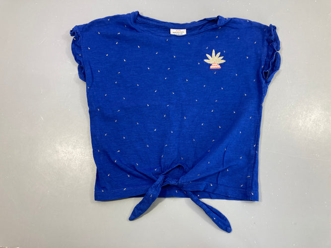 T-shirt m.c bleu plantes, noeud sur le devant, moins cher chez Petit Kiwi