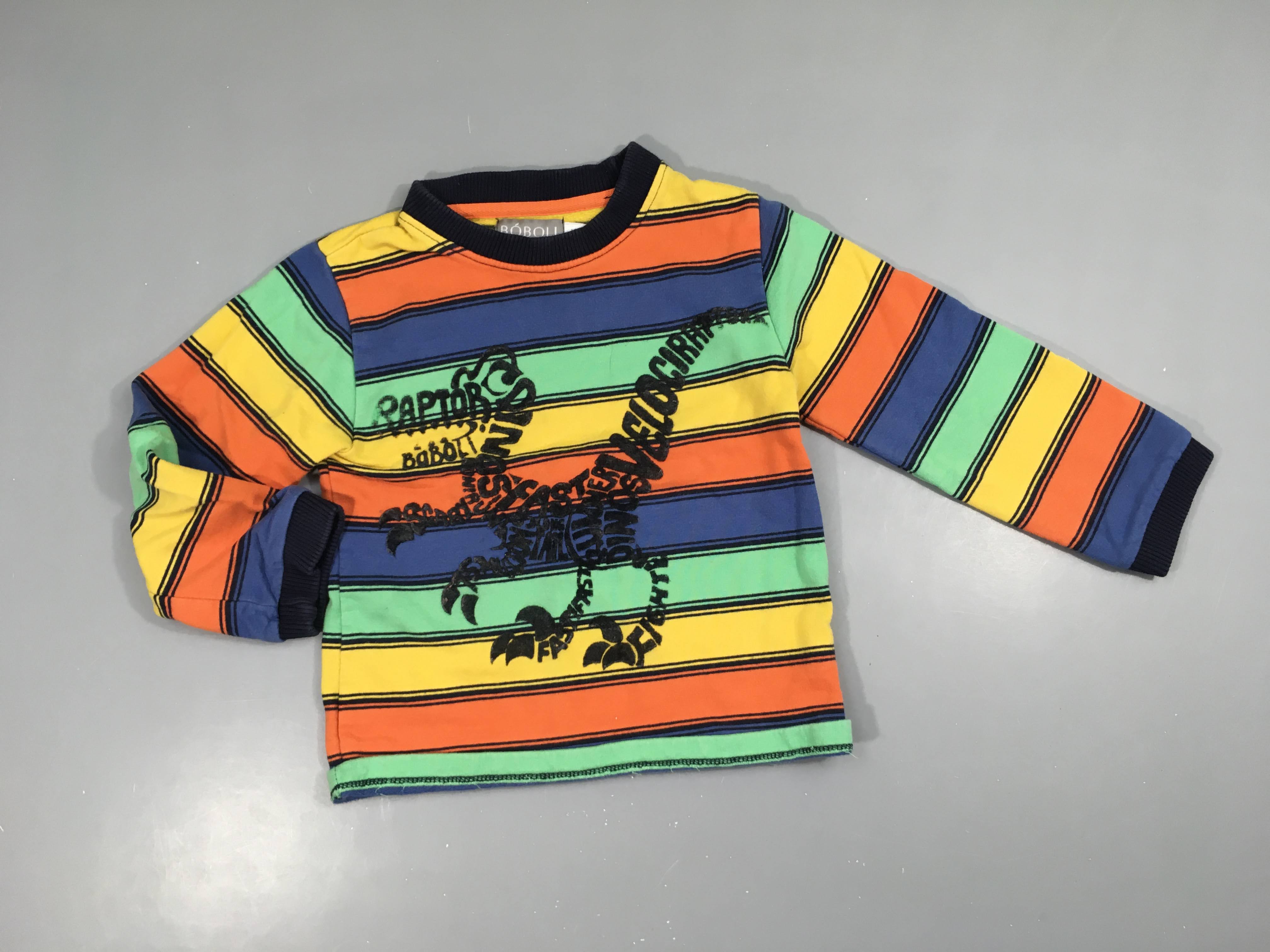 Sweat rayé couleur squelette dino-Floc légèrement effacé haut D