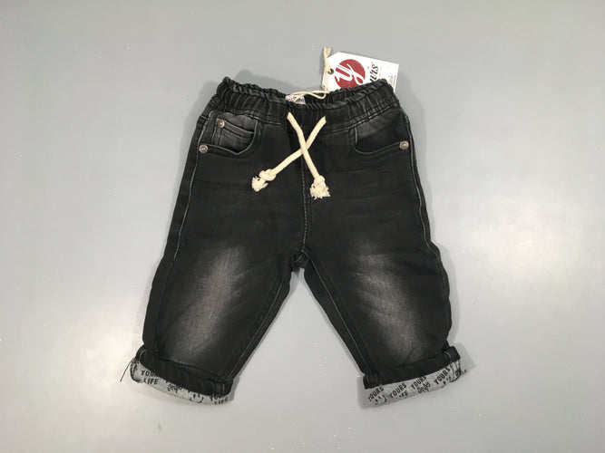 Neuf Jeans Denim gris foncé à revers effet délavé, moins cher chez Petit Kiwi