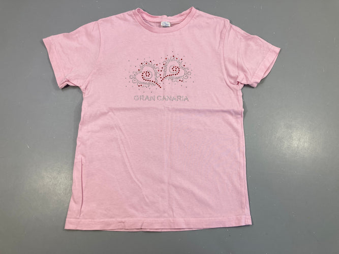 T-shirt m.c rose strass, moins cher chez Petit Kiwi