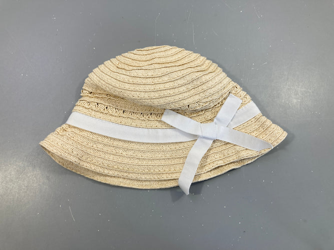 Chapeau paille beige noeud, moins cher chez Petit Kiwi
