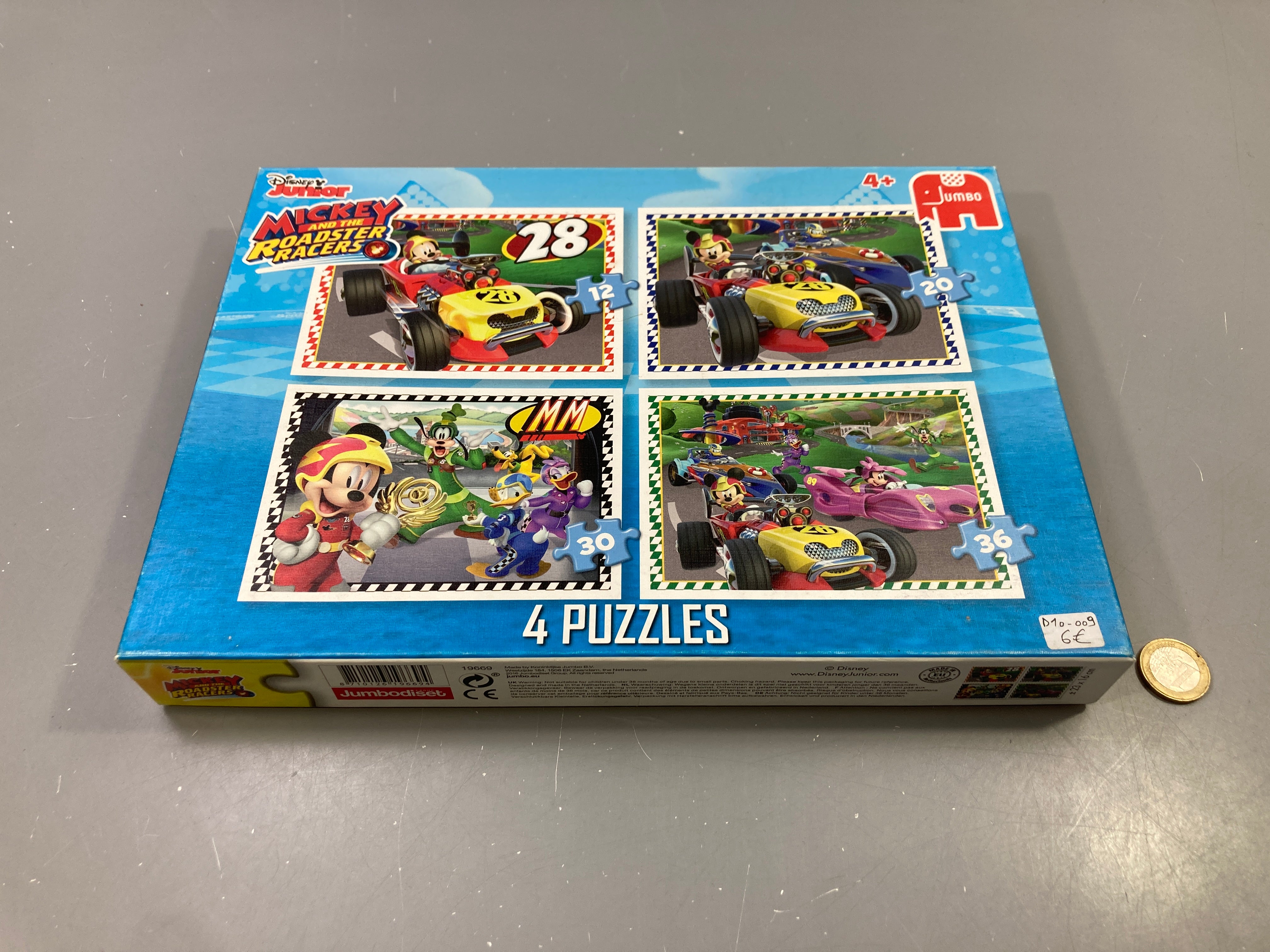 4 puzzles Mickey Roadster Racers 12-20-30-36 pcs, Disney Junior, Jumbo