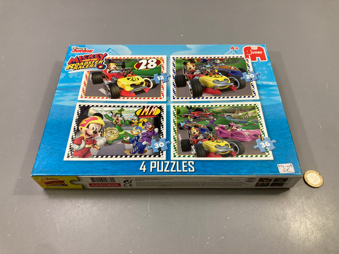 4 puzzles Mickey Roadster Racers 12-20-30-36 pcs, Disney Junior, Jumbo, moins cher chez Petit Kiwi