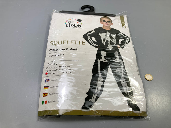 Déguisement squelette combinaison noir et blanc, P'tit Clown, moins cher chez Petit Kiwi