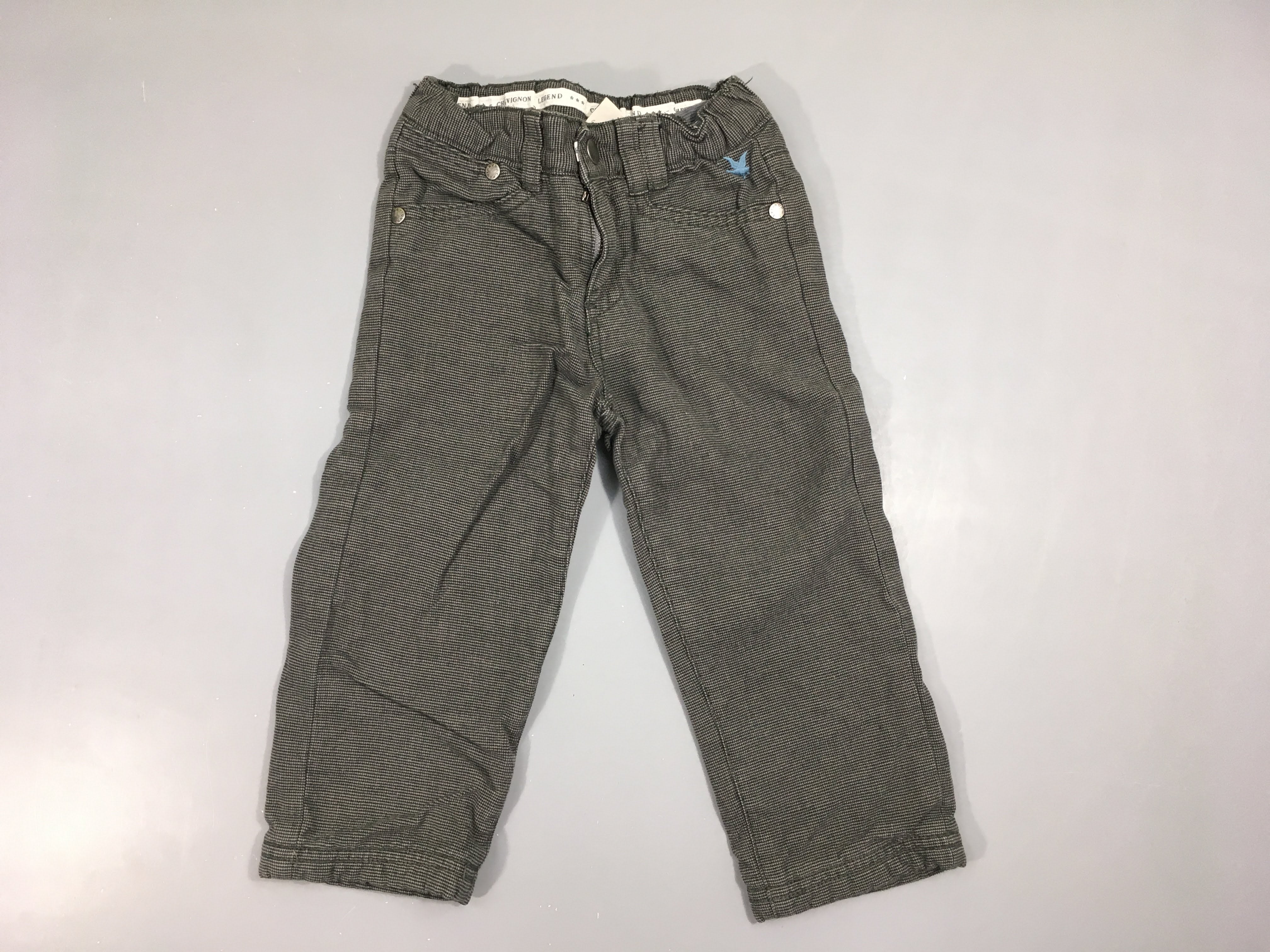 Pantalon gris mini carreaux doublé jersey