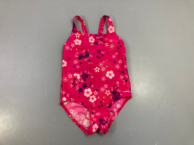 Maillot rose fleurs, Nabaiji, moins cher chez Petit Kiwi