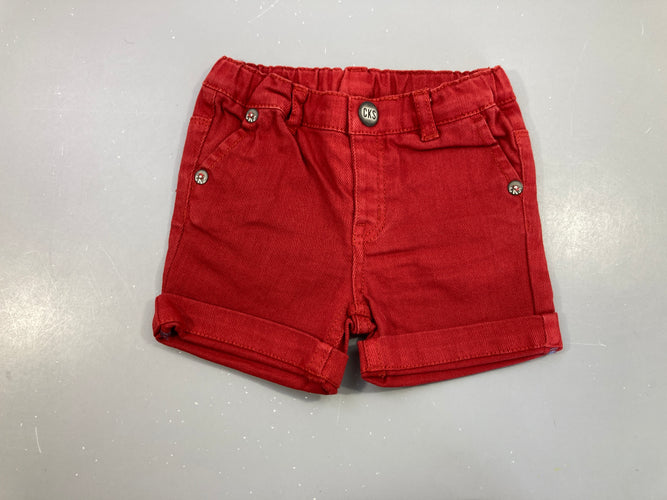 Bermuda toile rouge à revers, moins cher chez Petit Kiwi